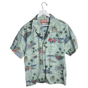 RJC Made in Hawaii Men’s Short-Sleeve Button-front Hawaiian Tiki Shirt M-336